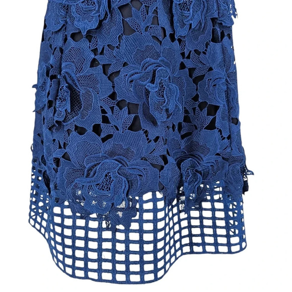 Lovers & Friends Bellini Fit Flare Dress Navy Blue Floral Lace Sleeveless A Line - Picture 5 of 11